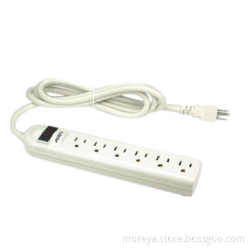 American standard power strip with 6 socket outlets, extension cord, overload protection